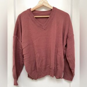 Dark Dusty Pink V-neck Sweater